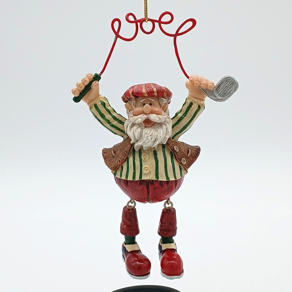 Golfing Santa Ornament Gift, Hanging Dangling Santa 6" Golf